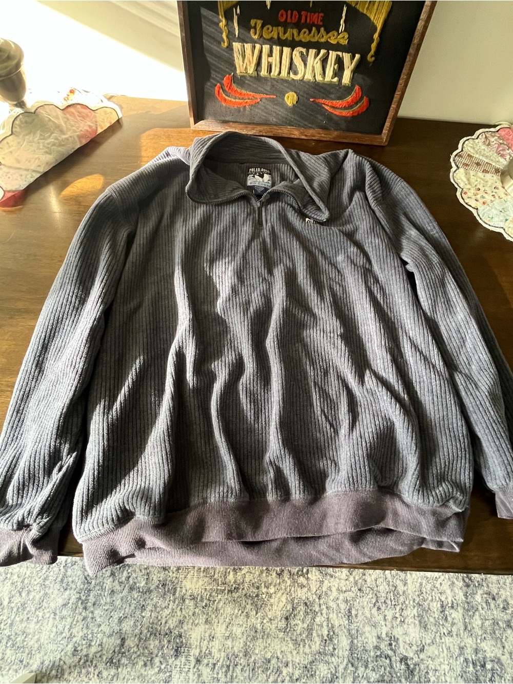 Polar Dogs by Big Dogs Men's 2X Gray Quarter Zip Ribbed Pullover High Tech Gear